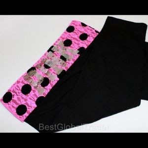 Pink Victoria Secrete lace polkadot leggings